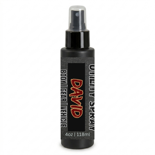 David Utility Spray (NoMoreTyrs Collab) | Battered Leather • Damp Cave Soil • Motor Grease