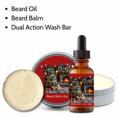 Holiday Blend Groom and Clean Kit | Oil, Balm, and Wash Bar (Limited Time)