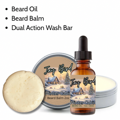 Winter Cabin Groom and Clean Kit | Oil, Balm, and Wash Bar (Winter Limited)