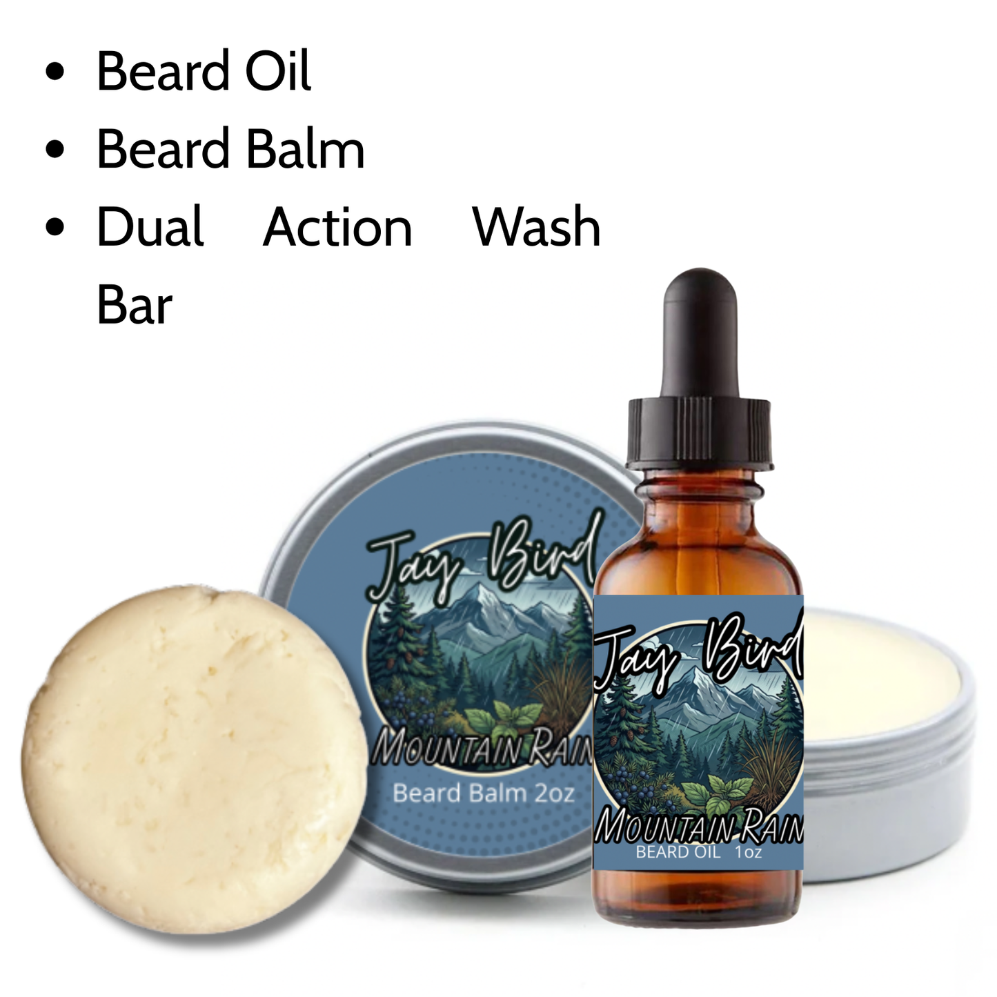 Mountain Rain Groom and Clean Kit | Oil, Balm, and Wash Bar (Spring Limited)