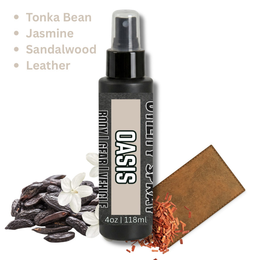 Oasis Utility Spray - Airy Ozone | Rugged Leather | Warm Tonka