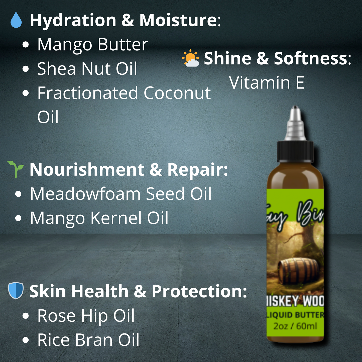 Whiskey Woods Liquid Beard Butter - Charred Oak | Smooth Bourbon | Bergamot Zest