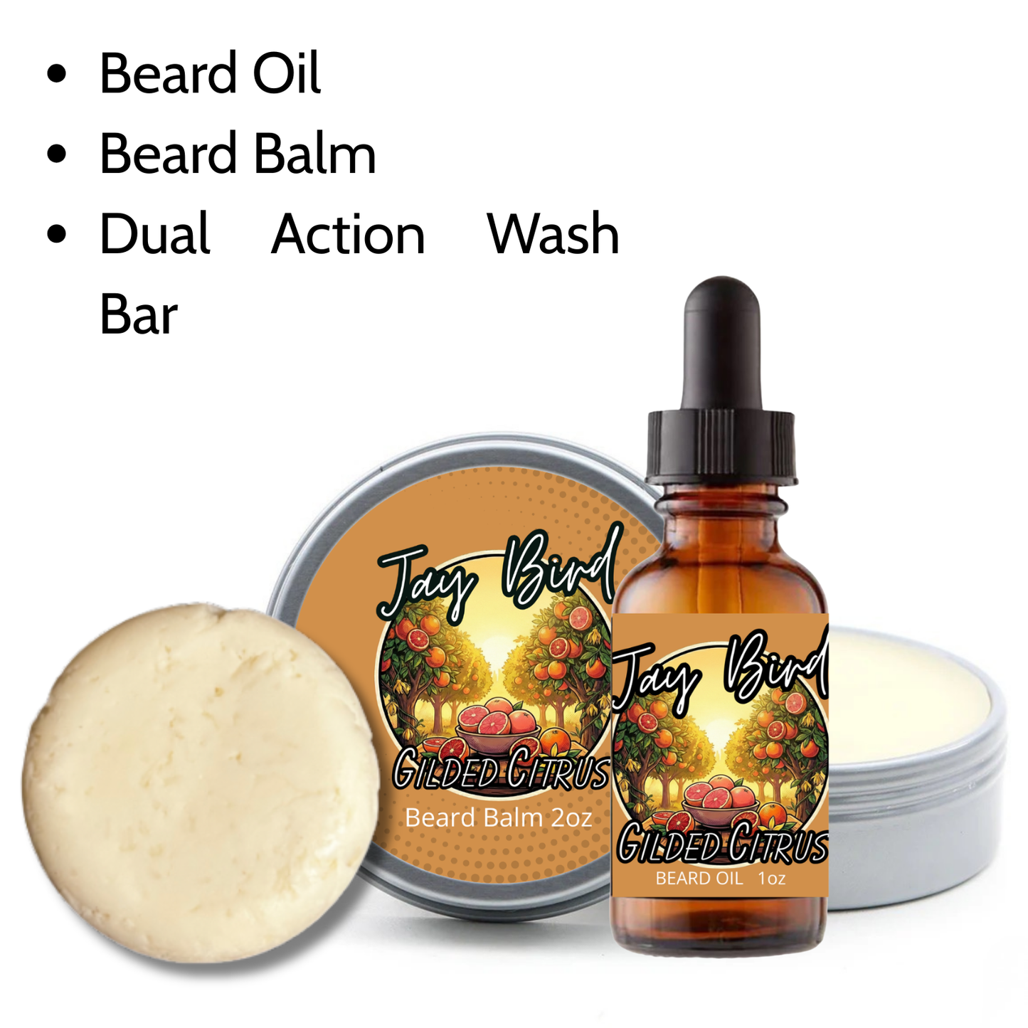 Gilded Citrus Groom and Clean Kit | Oil, Balm, and Wash Bar (Spring Limited) 100% Essential Oil Blend