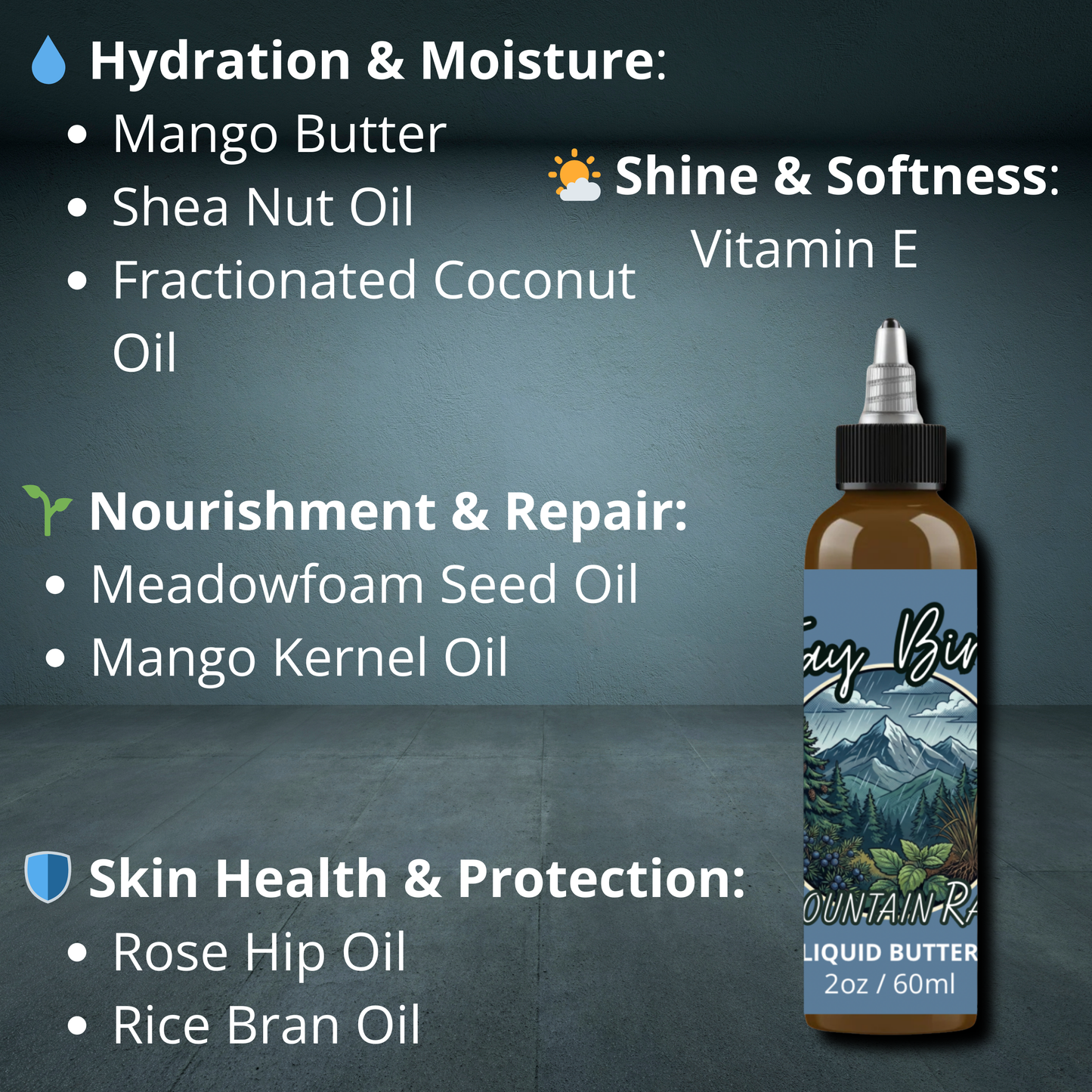 Mountain Rain Liquid Beard Butter (Spring Limited) - Crisp Ozone | Slate Rock | High Altitude Air